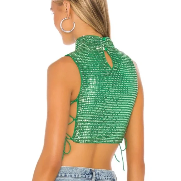 ISO H:OURS 21 CROP TOP IN GREEN - Picture 2 of 2